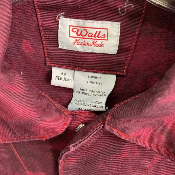 VTG Walls Mens Sz 48 Regular Red Black Tie Dyed Coveralls Long Pants Workwear - Picture 4 of 10